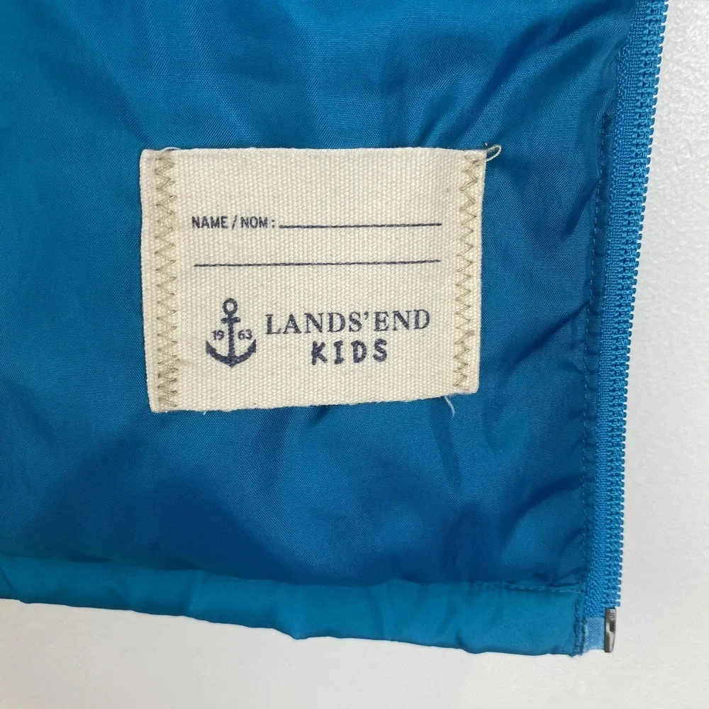 Lands End Down Puffer Vest Girls 14 Light Blue Winter Zip Jacket Read